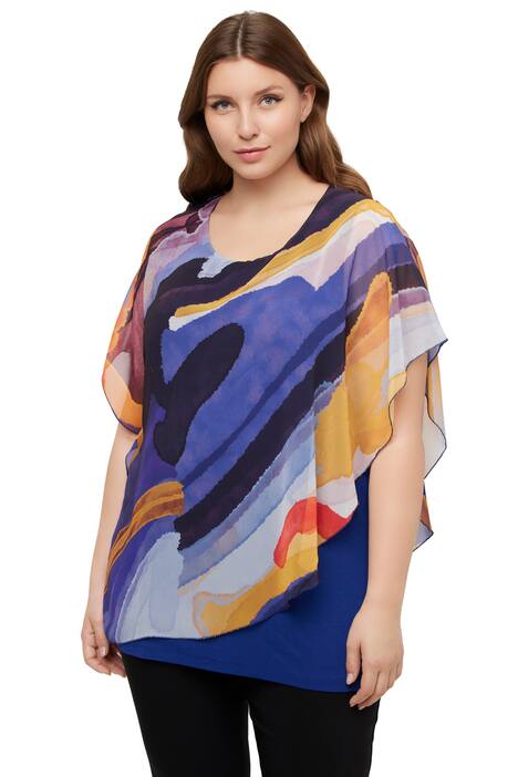 Halenka, dvouvrstvá, grafický potisk, kulatý výstřih, krátké rukávy