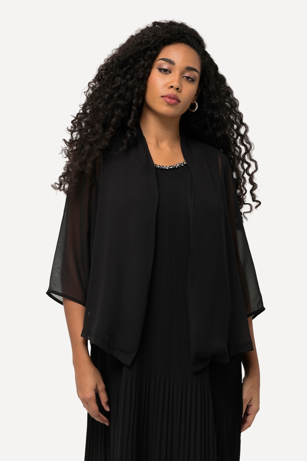 Große Größen Chiffonjacke, Damen, schwarz, Größe: 58/60, Polyester, Ulla Popken