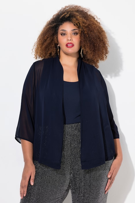 Oversized Shawl Collared Chiffon Jacket