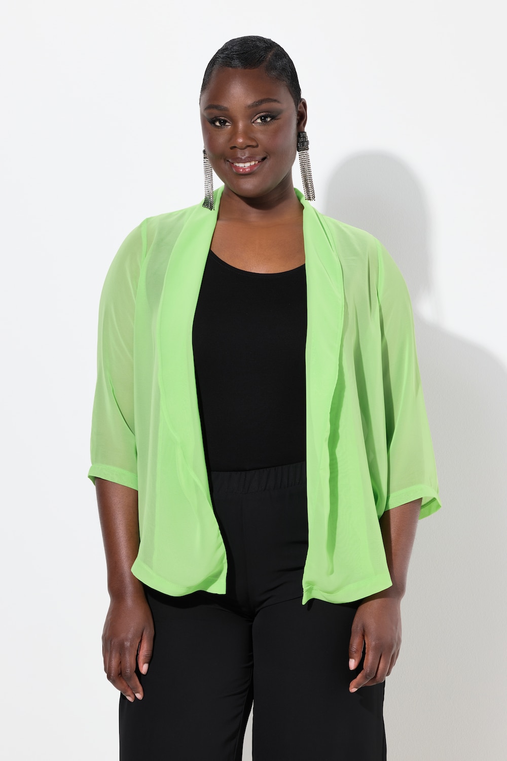 Große Größen Chiffonjacke, Damen, grün, Größe: 54/56, Polyester, Ulla Popken