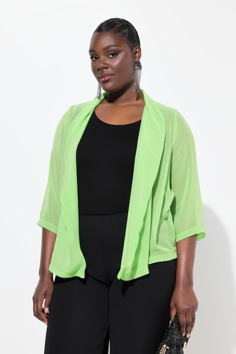 Chiffonjacke, Oversized, Schalkragen, 3/4-Arm