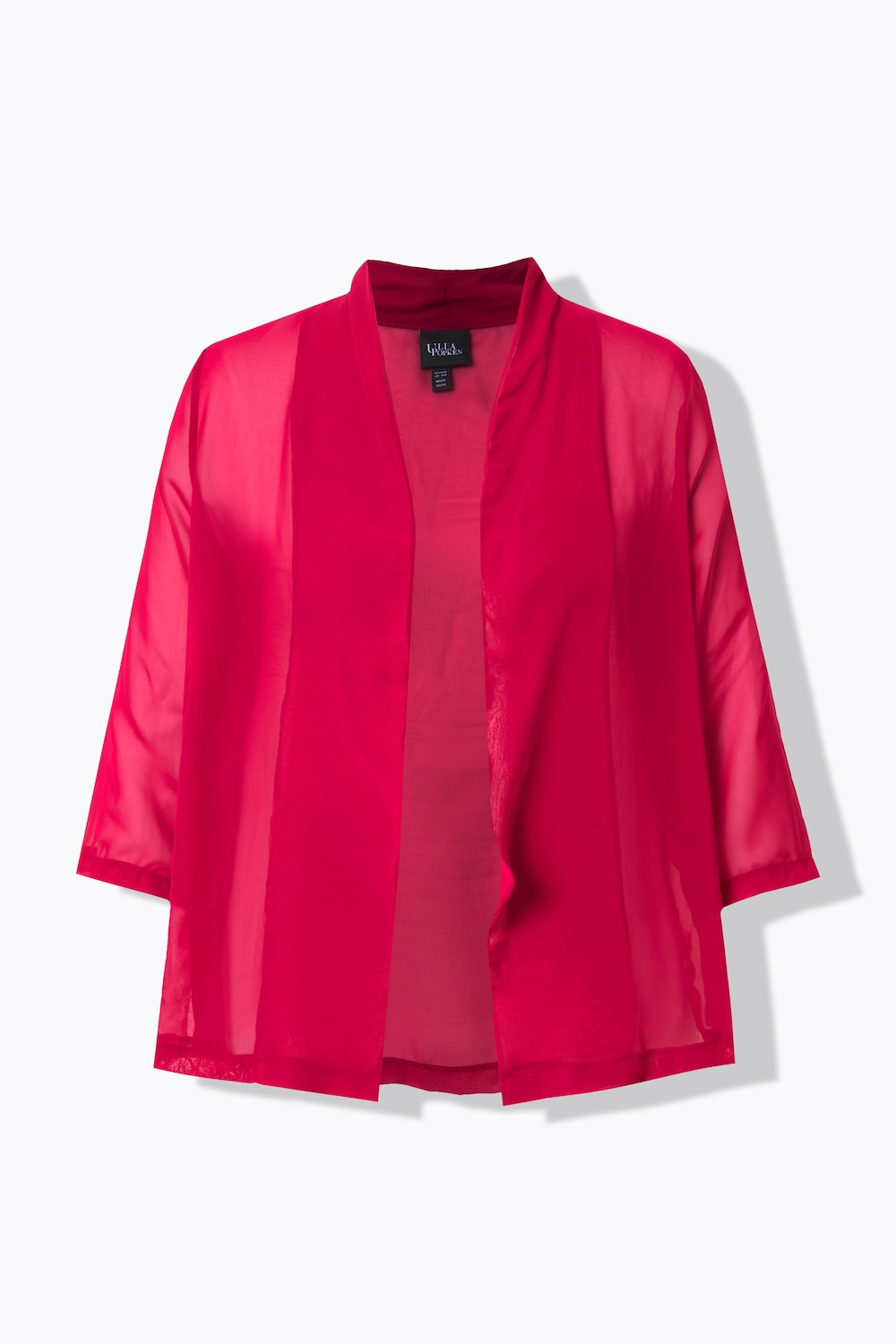 Stora storlekar Chiffongjacka i oversize-modell med sjalkrage och trekvartsärm, Dam, röd, storlek: 50/52, Polyester, Ulla Popken