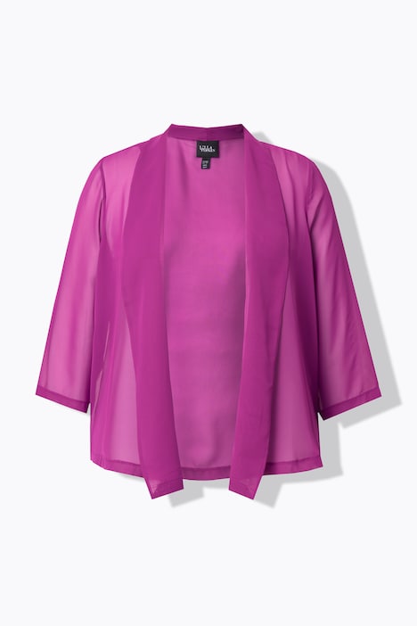Giacca ULLA POPKEN In Chiffon Oversize Blu Notte 54+ - Collo A Scialle, Maniche 3/4