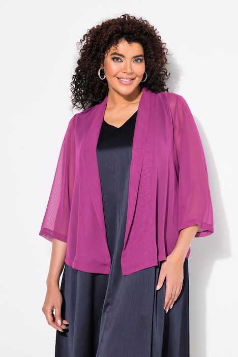 Giacca di chiffon dal taglio oversize con collo a scialle e maniche a 3/4