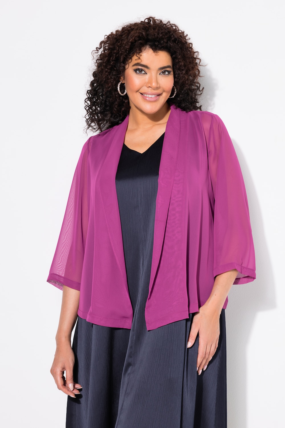 Große Größen Chiffonjacke, Damen, rosa, Größe: 42/44, Polyester, Ulla Popken