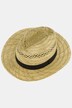 Chapeau en paille tressée, modèle classique. Bande en cuir.