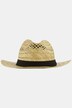 Chapeau en paille tressée, modèle classique. Bande en cuir.