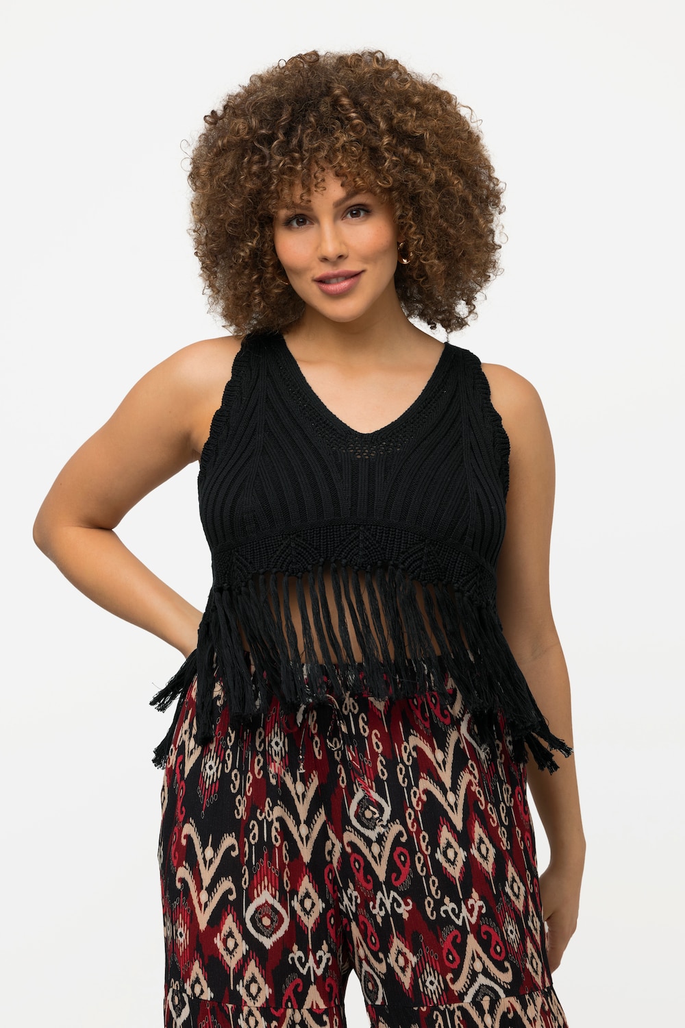 Große Größen Stricktop, Damen, schwarz, Größe: 54/56, Baumwolle, Ulla Popken