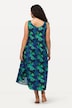 midi jurk, pixelbloemen, ronde hals, mouwloos
