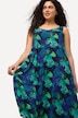 midi jurk, pixelbloemen, ronde hals, mouwloos