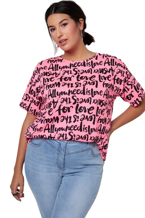 Tričko, oversize, písmenkový potisk, kulatý výstřih, krátké rukávy