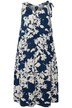 Midi šaty, květy, kulatý výstřih, volány, bez rukávů