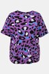 T-shirt i oversize-modell med leopardprint, rund hals och kort ärm