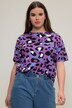 T-shirt i oversize-modell med leopardprint, rund hals och kort ärm