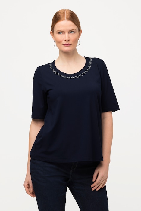 Beaded Neckline Short Sleeve Tee | T-Shirts | Knit Tops & Tees