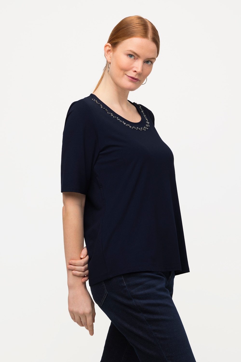 Grote Maten T-shirt, Dames, blauw, Maat: 46/48, Viscose, Ulla Popken