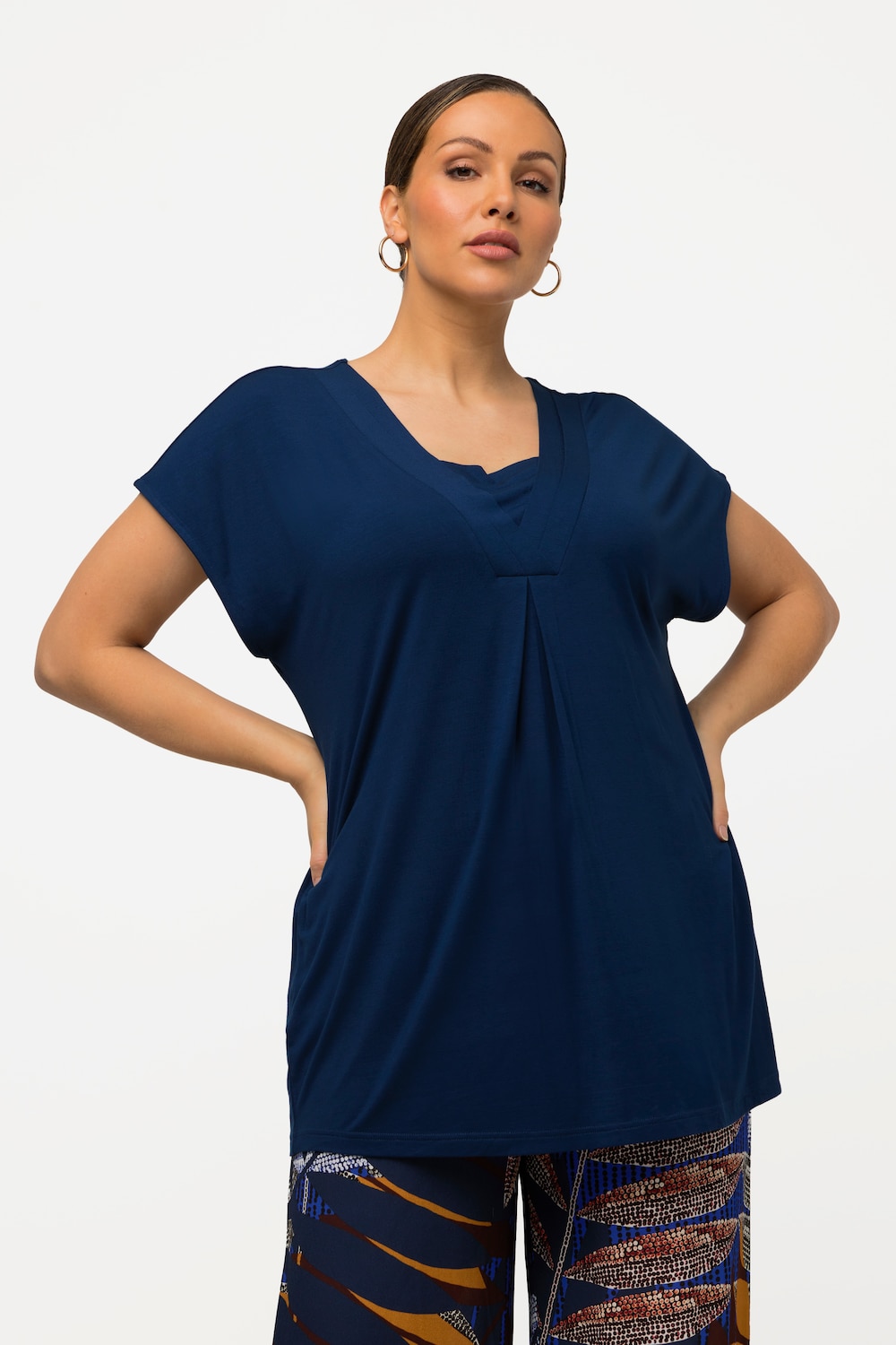 Grote Maten T-shirt, Dames, blauw, Maat: 50/52, Viscose, Ulla Popken