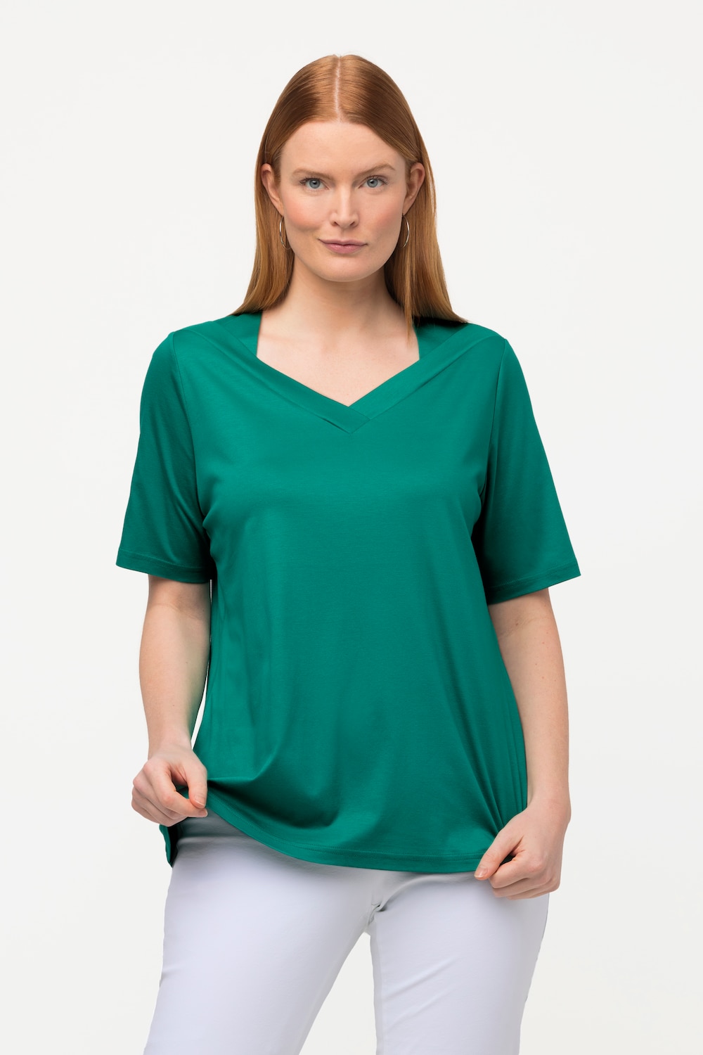 Grote Maten T-shirt, Dames, groen, Maat: 54/56, Katoen/Synthetische vezels, Ulla Popken