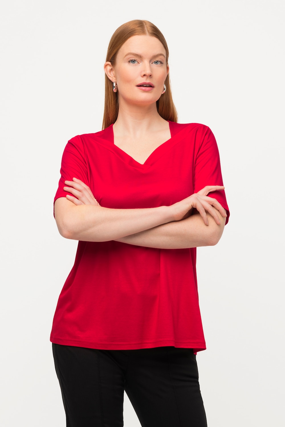 Grote Maten T-shirt, Dames, rood, Maat: 46/48, Katoen/Synthetische vezels, Ulla Popken
