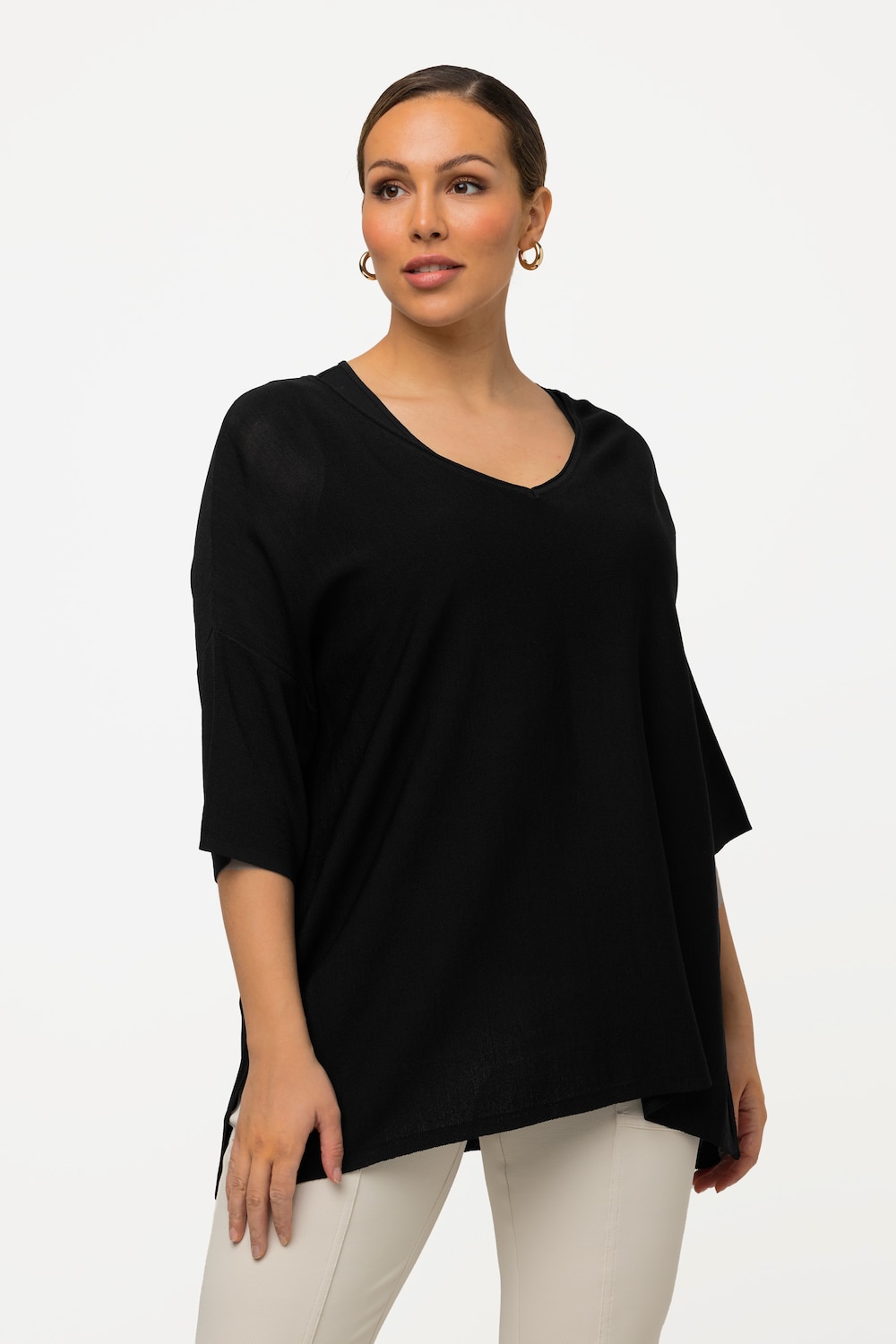 Thumbnail - Große Größen Pullover, Damen, schwarz, Größe: 62/64, Viskose/Synthetische Fasern, Ulla Popken