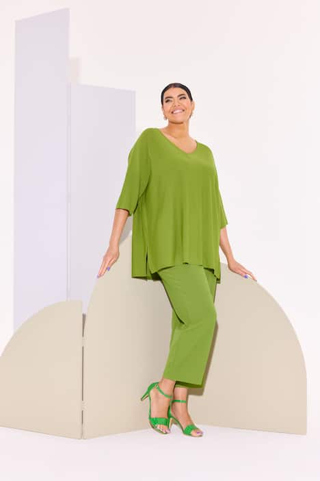 Trui, oversized, V-hals, korte mouwen