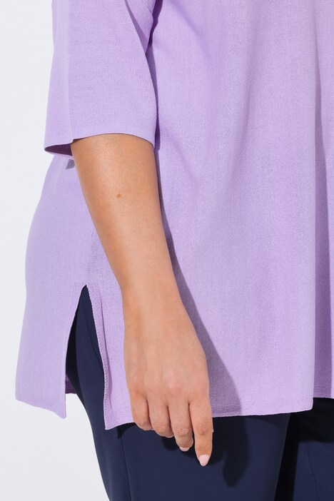 Sweter, oversize, dekolt w serek, rękaw 1/2