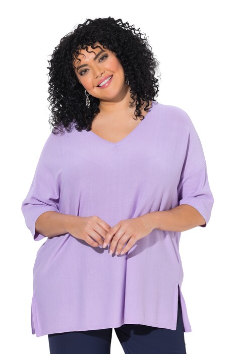 Svetr, oversize, výstřih do V, krátké rukávy