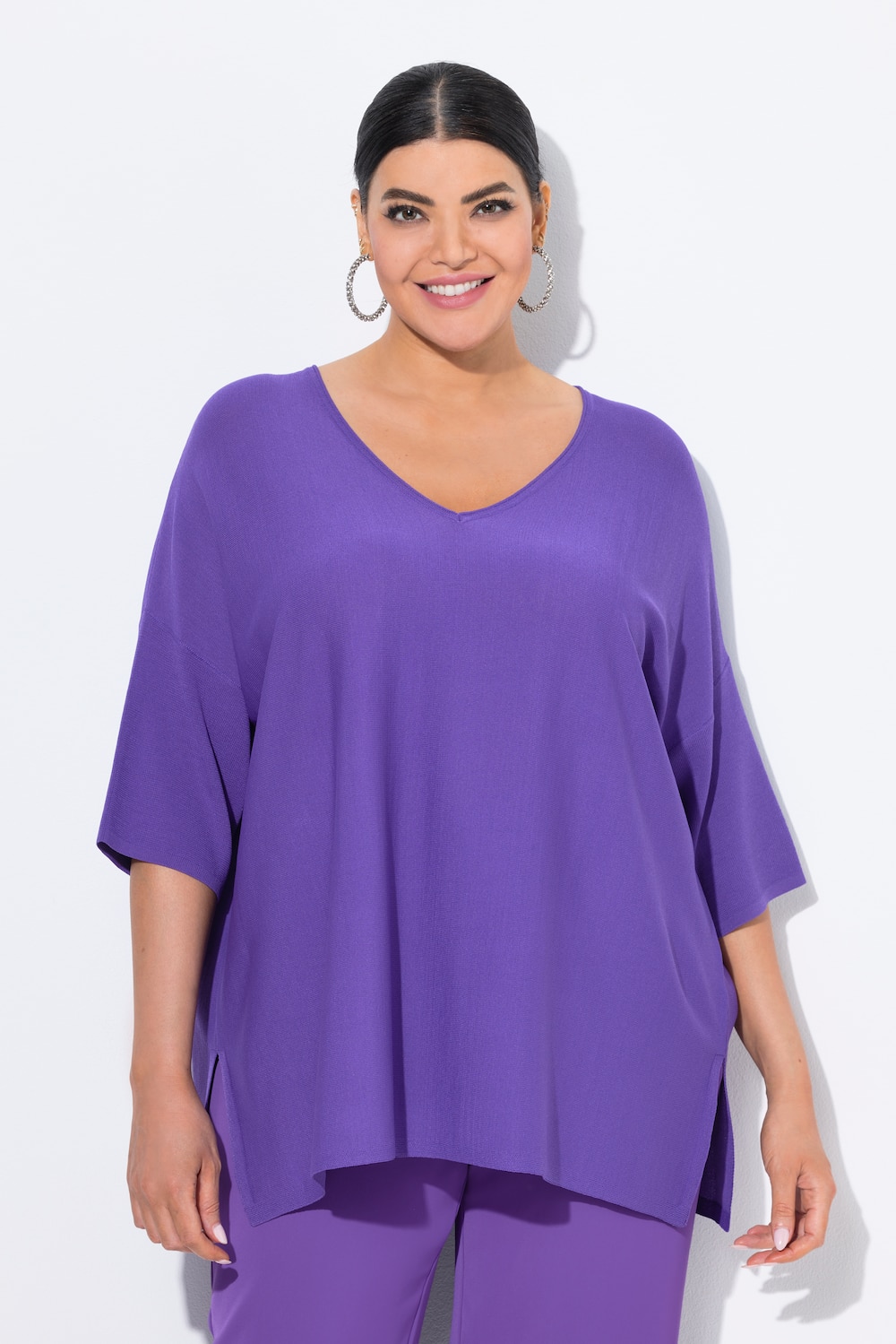 Große Größen Pullover, Damen, lila, Größe: 62/64, Viskose/Synthetische Fasern, Ulla Popken