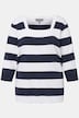 Maglione a righe con scollo rettangolare e maniche a 3/4