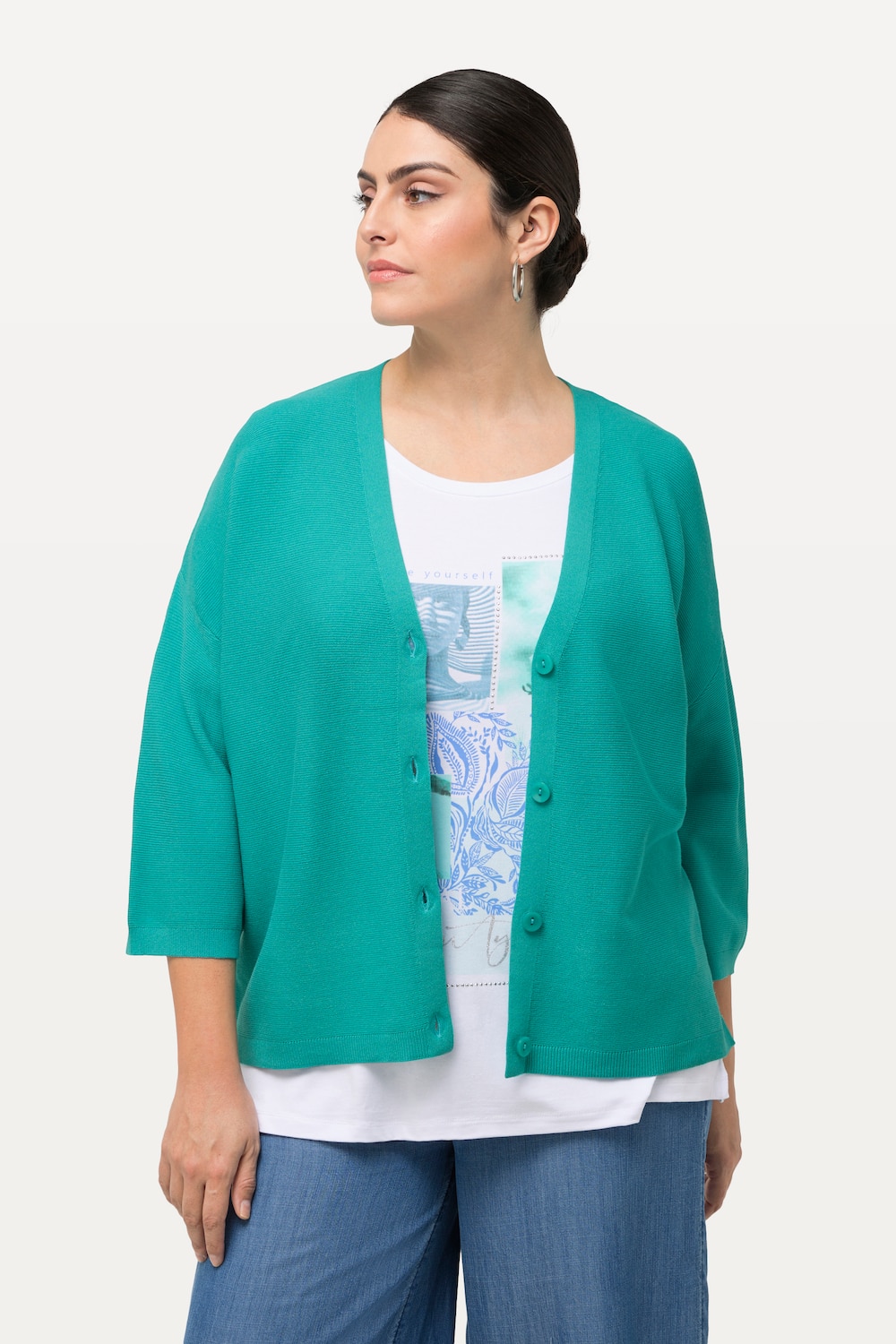 Grote Maten vest, Dames, turquoise, Maat: 46/48, Viscose/Synthetische vezels, Ulla Popken