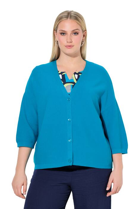 Rozepínací svetr, levý úplet, oversize, výstřih do V