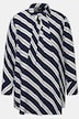 longline blouse, strepen, A-lijn, overhemdkraag, lange mouwen