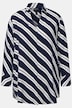 longline blouse, strepen, A-lijn, overhemdkraag, lange mouwen