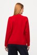 Pullover, ribstrik, ståkrave, pynteknapper, lange ærmer