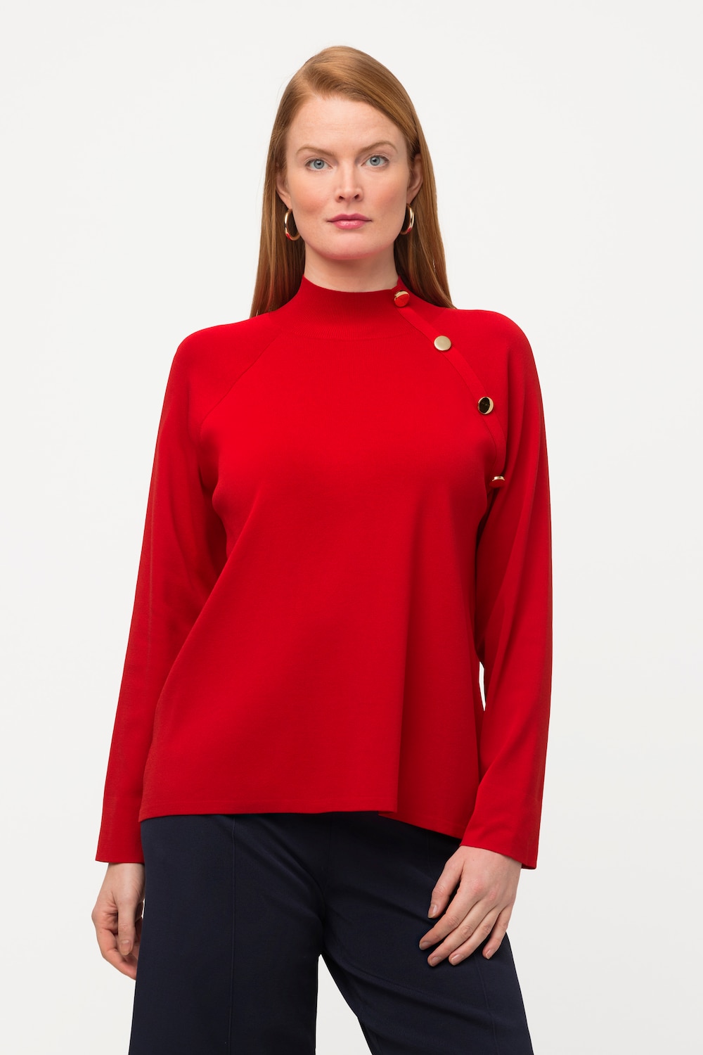 Grote Maten pullover, Dames, rood, Maat: 42/44, Viscose/Synthetische vezels, Ulla Popken