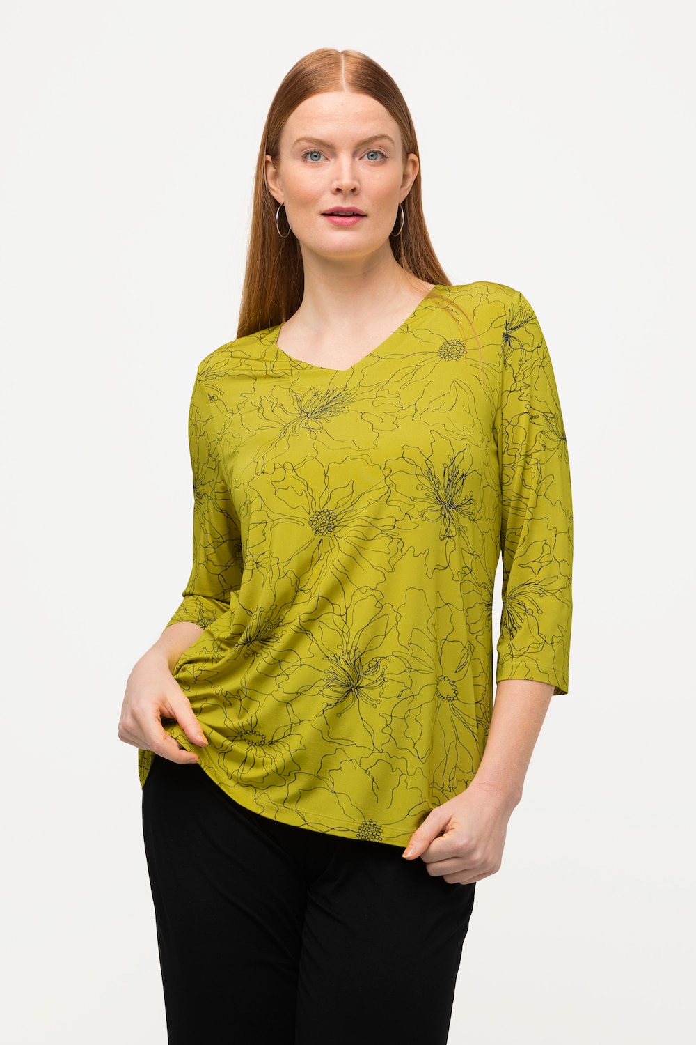 Grote Maten slinky shirt, Dames, groen, Maat: 46/48, Viscose, Ulla Popken