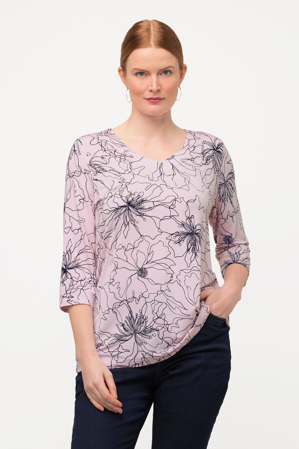 Grote Maten slinky shirt, Dames, roze, Maat: 42/44, Viscose, Ulla Popken