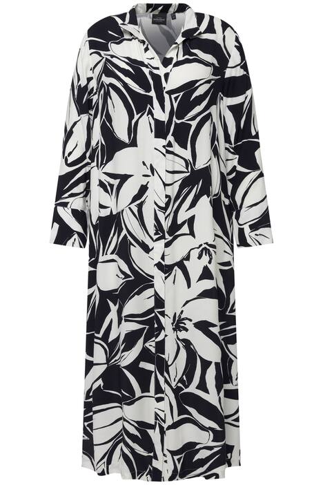 Šaty, květovaný design, A střih, výstřih do V, dlouhé rukávy