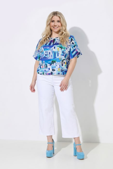 Jupe-culotte en jean. Coupe Marlene à jambe large et longueur au mollet