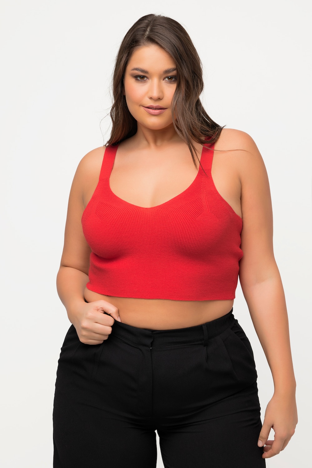 Große Größen Strick-Bustier, Damen, rot, Größe: 54/56, Viskose/Polyester, Ulla Popken