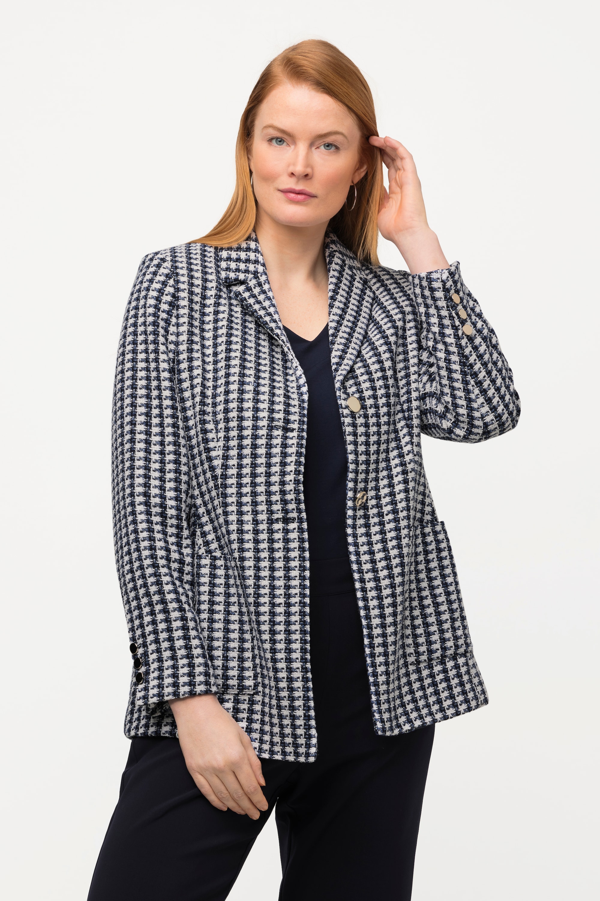 Ulla Popken Damen große Größen Blazer leicht tailliert Reverskragen