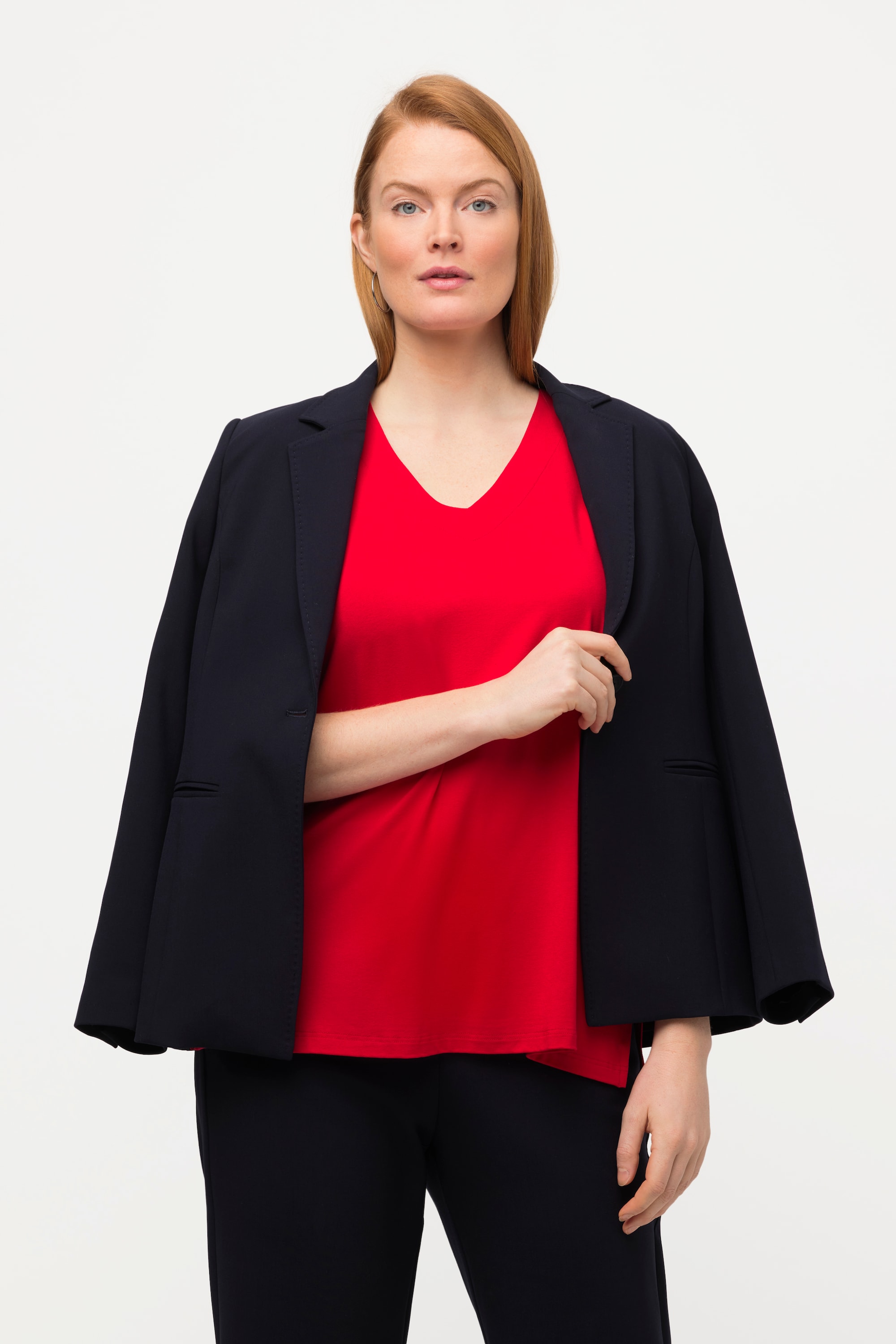 Ulla Popken Damen große Größen Top Slim V Ausschnitt ärmellos 817429