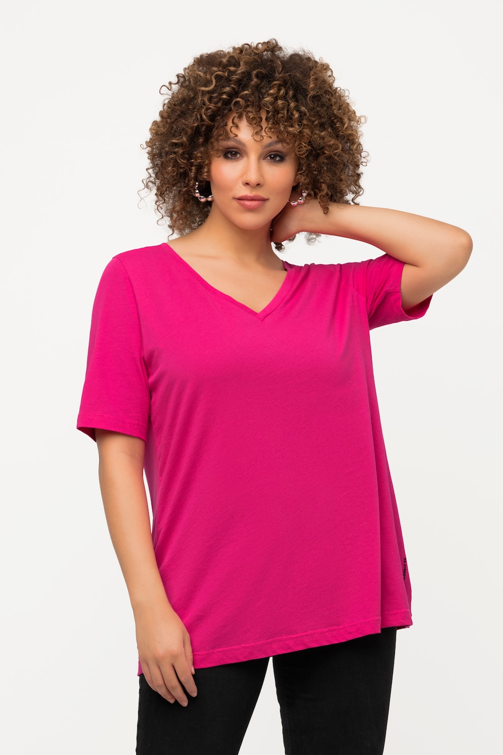 Grote Maten T-shirt, Dames, roze, Maat: 42/44, Katoen, Ulla Popken