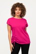 T-shirt, marszczona taśma na obwodzie, okrągły dekolt, rękaw 1/2