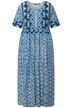 Midi šaty, pačvork potisk, A střih, kulatý výstřih, krátké rukávy