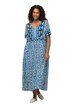 Midi šaty, pačvork potisk, A střih, kulatý výstřih, krátké rukávy