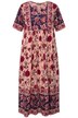 Midi šaty, pačvork potisk, tunikový výstřih, krátké rukávy