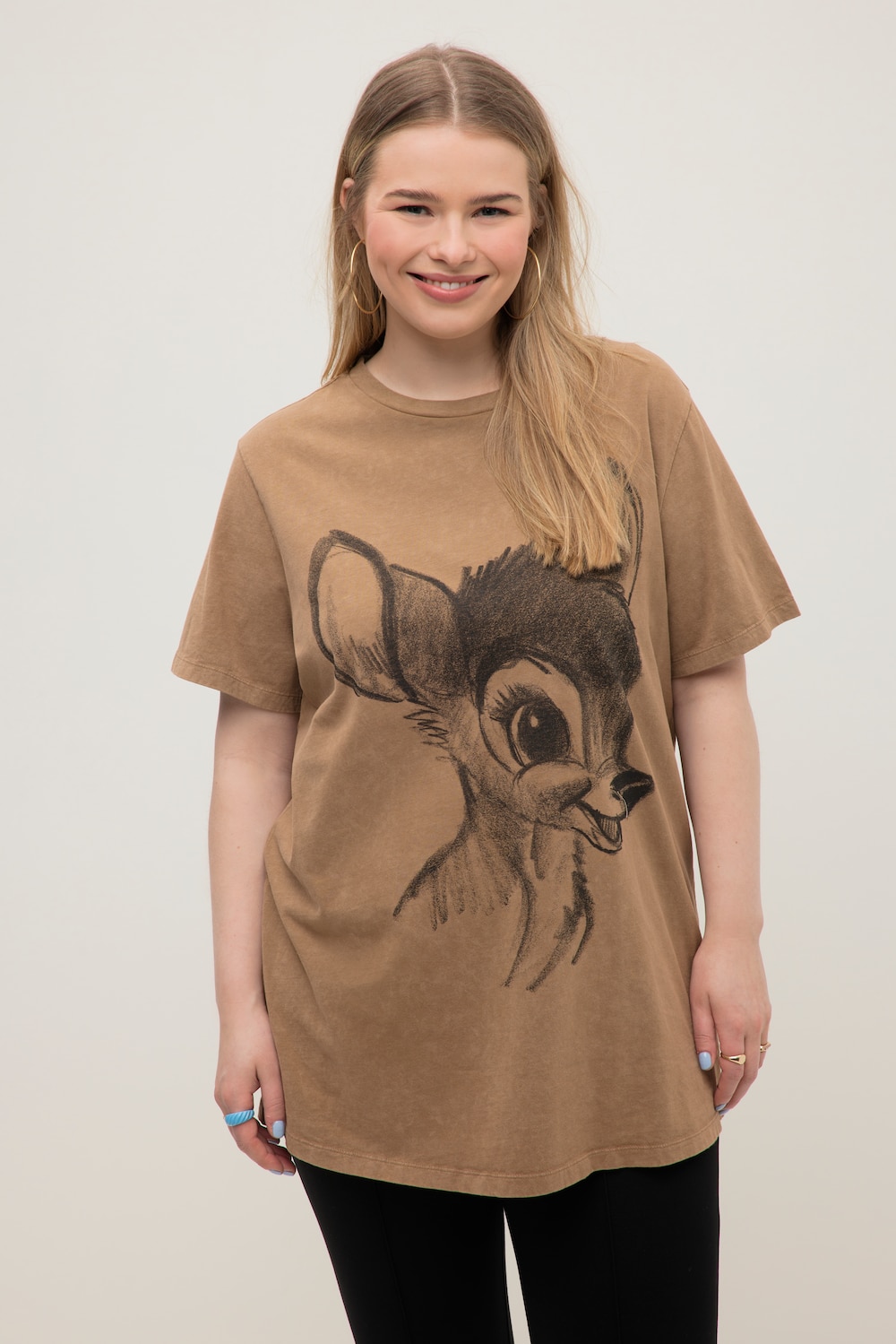 Grote Maten T-shirt Bambi, Dames, bruin, Maat: 58/60, Katoen, Studio Untold