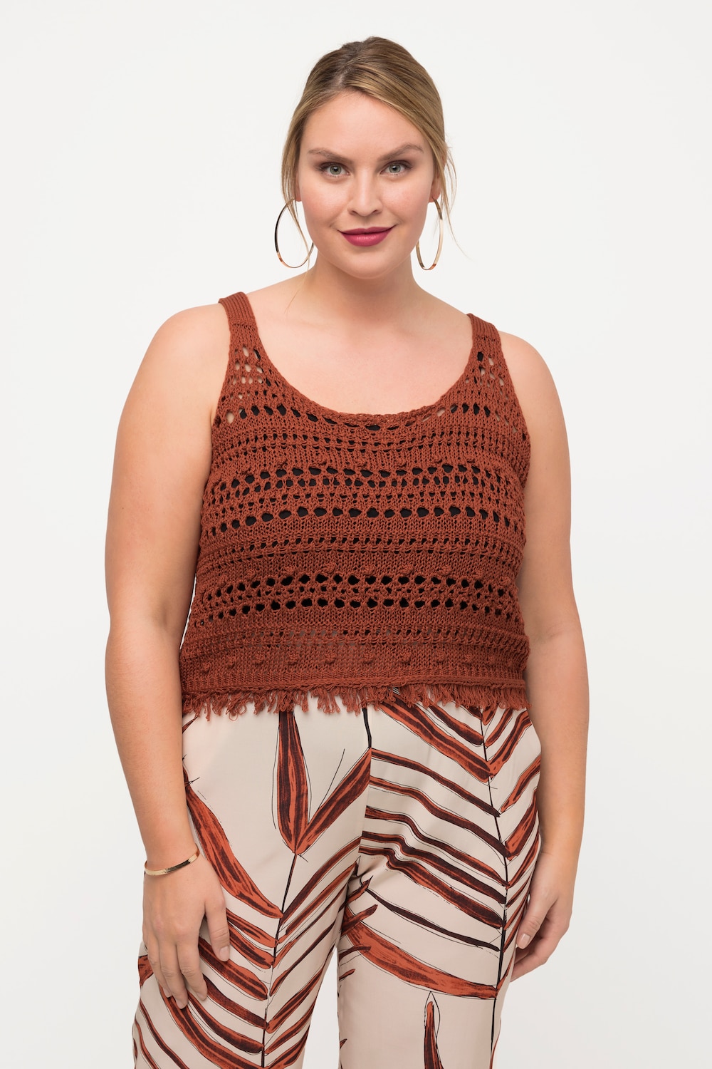 Große Größen Stricktop, Damen, orange, Größe: 46/48, Synthetische Fasern, Ulla Popken