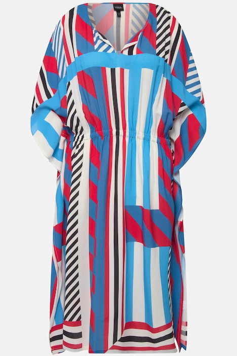 Clashing Stripes Flared 3/4 Sleeve Midi Dress | Midi Dresses | Dresses